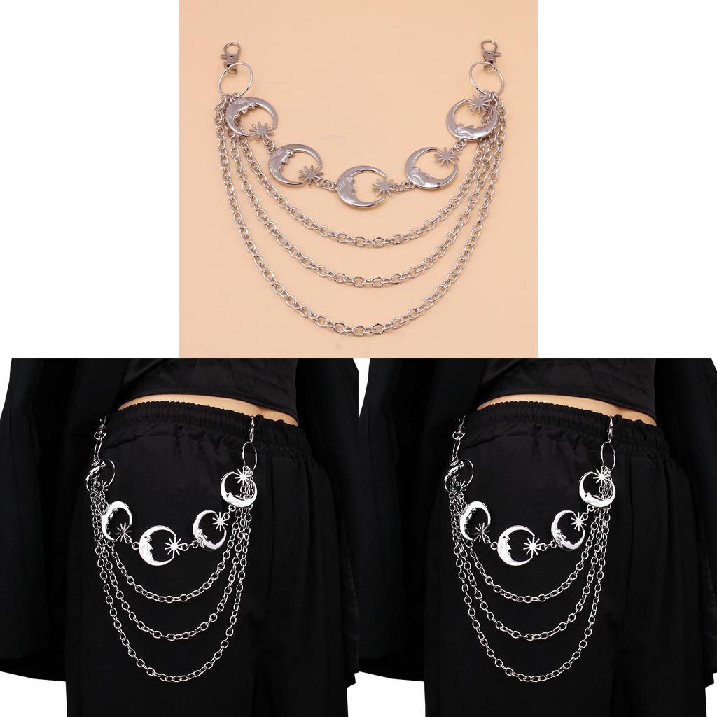 Moon Phase Metal Body Chain For Women Men With Multi Layer Punk Style Waist Accessory