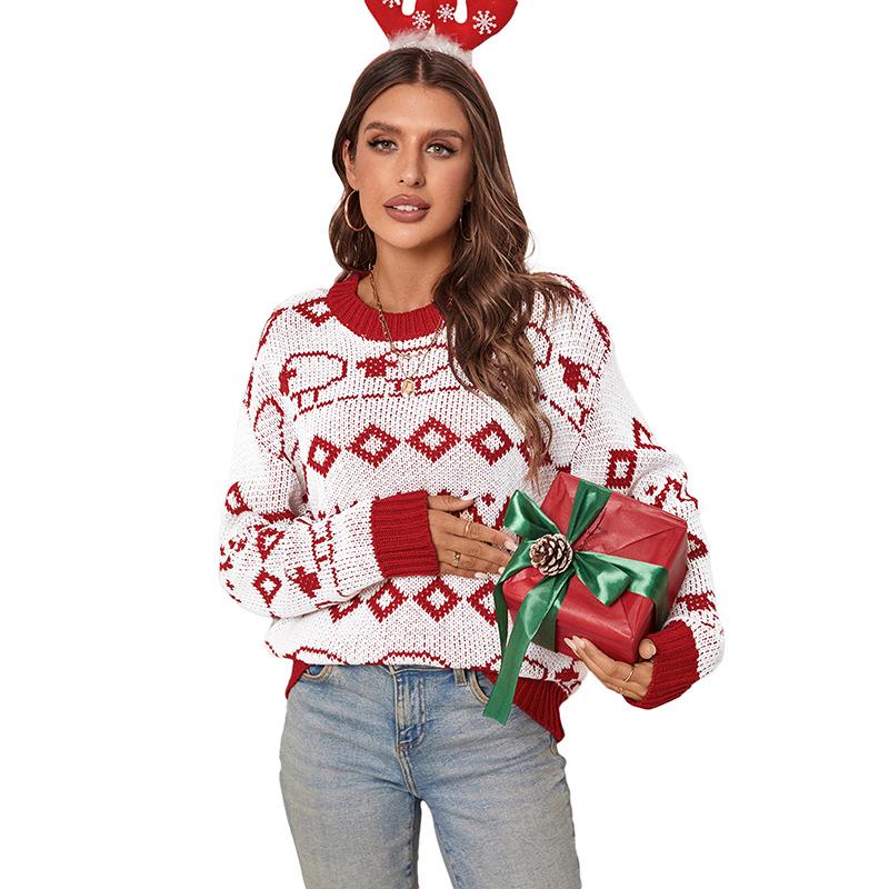 New Arrival 2026 Autumn European & American Long Sleeve Christmas Knit Sweater for Women