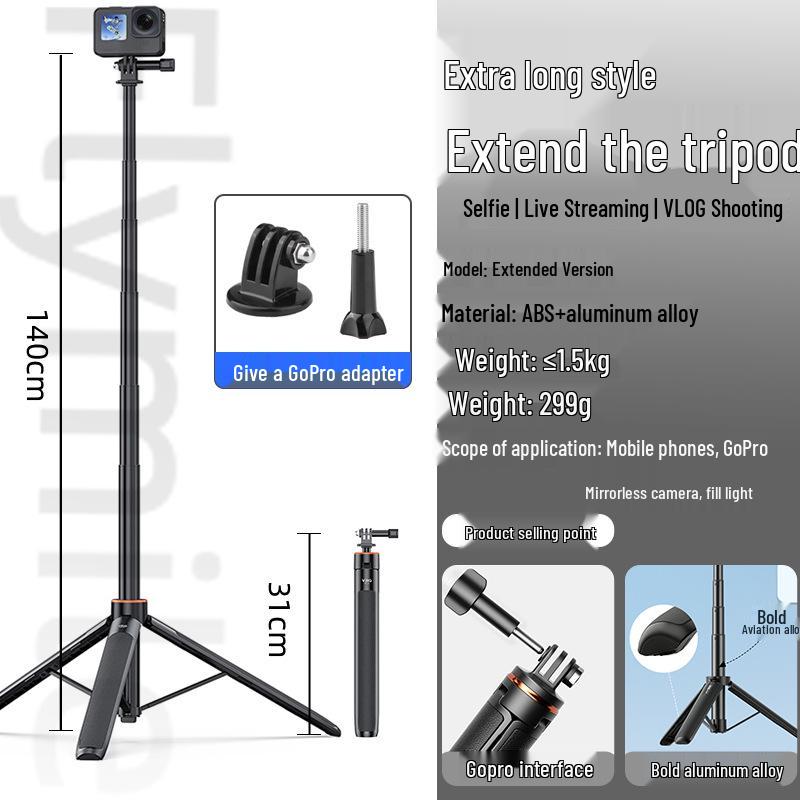 DJI-Compatible Selfie Stick Tripod Extension with Camera Bracket for Handheld Sports and Poc Devices
