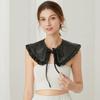 Fashion Black PU Leather Fake Collar Small Shawl for Winter Sweater Removable Shirt Detachable Collar Fuax Cols Accessories