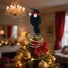 Halloween Crow Tree Topper Mini Crow Treetop Ornaments with Red Scarf And Fuzzy Pompom Ball for Christmas Halloween Party Supplies