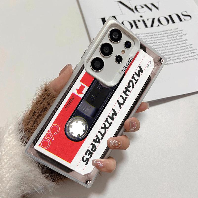 Vintage 90S Cassette Tape Pattern Soft Phone Case for Samsung Galaxy S24 S25 FE S26 Edge S23 Ultra S22 Plus S21 + Shockproof Cov