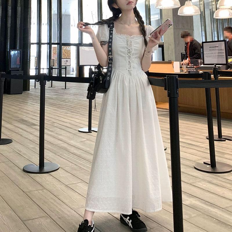 

Летнее платье Женская длинная юбка с коротким рукавом Пляжный отдых Повседневные платья