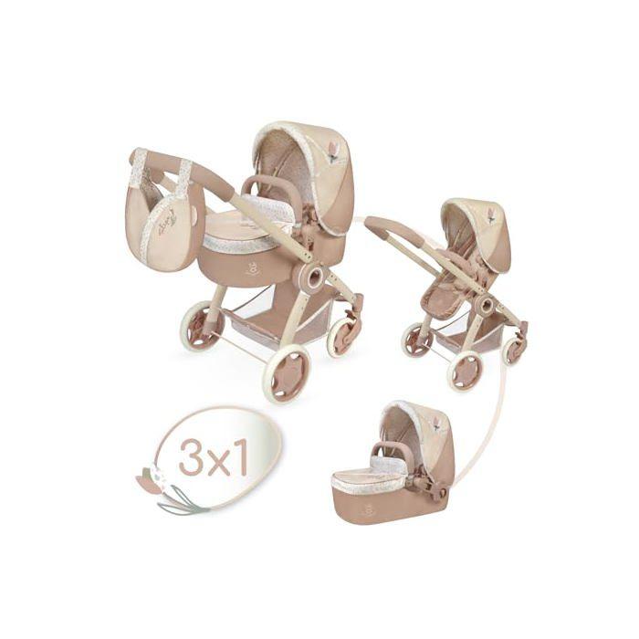 Foldable Doll Stroller - DE CUEVAS TOYS - Tulip 3x1 - Convertible Into Chair and Carrycot - 46x24 Cm Inside