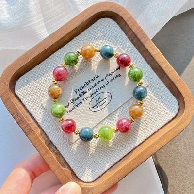 Wind 10Mm Autumn and Winter Tourmaline Color Quartz Rock Design Sense Bracelet Bracelet