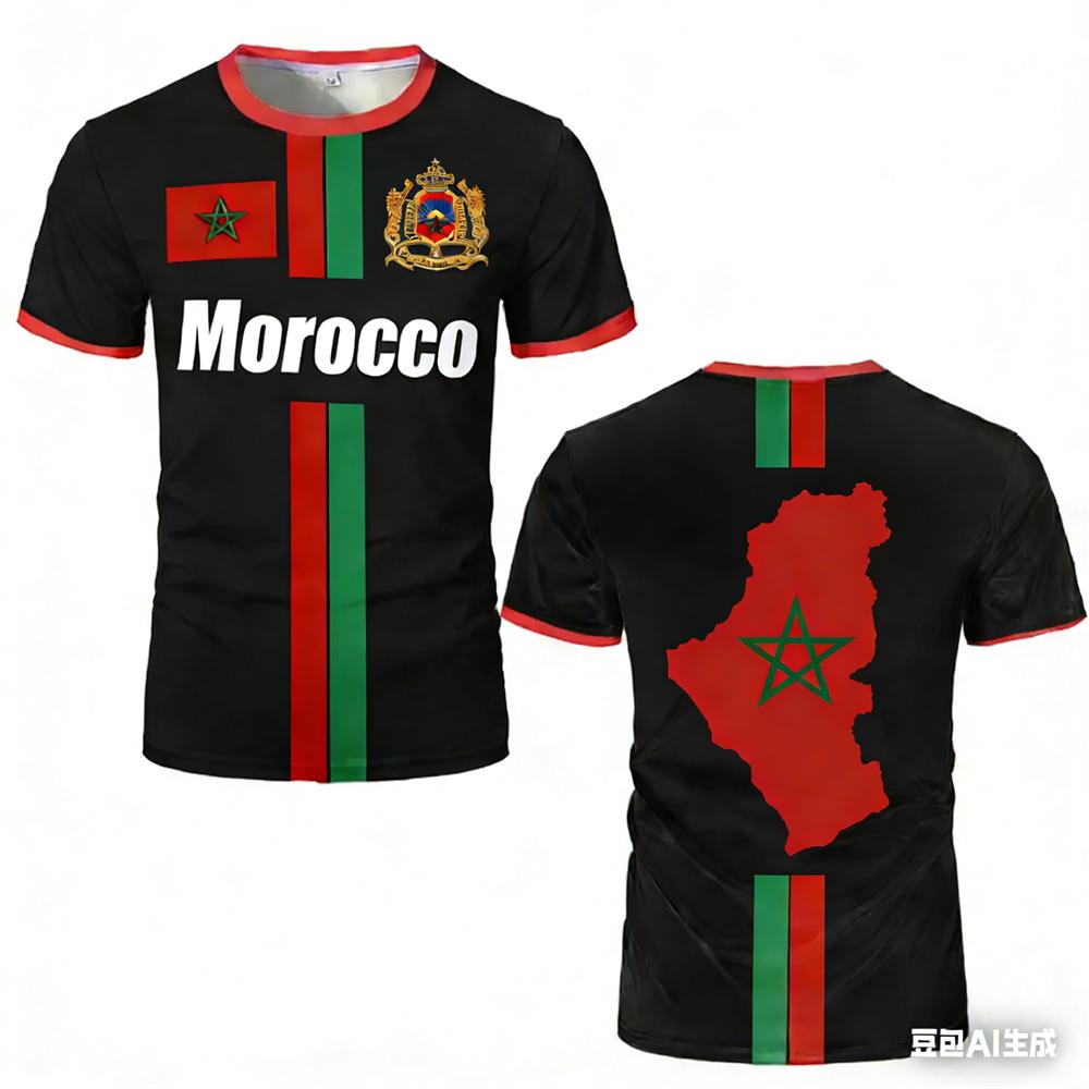 2026Morocco Football Jersey Football T Shirts New Design Trendy ShortUniforms Moroccan Flag Tees FamilyMatching