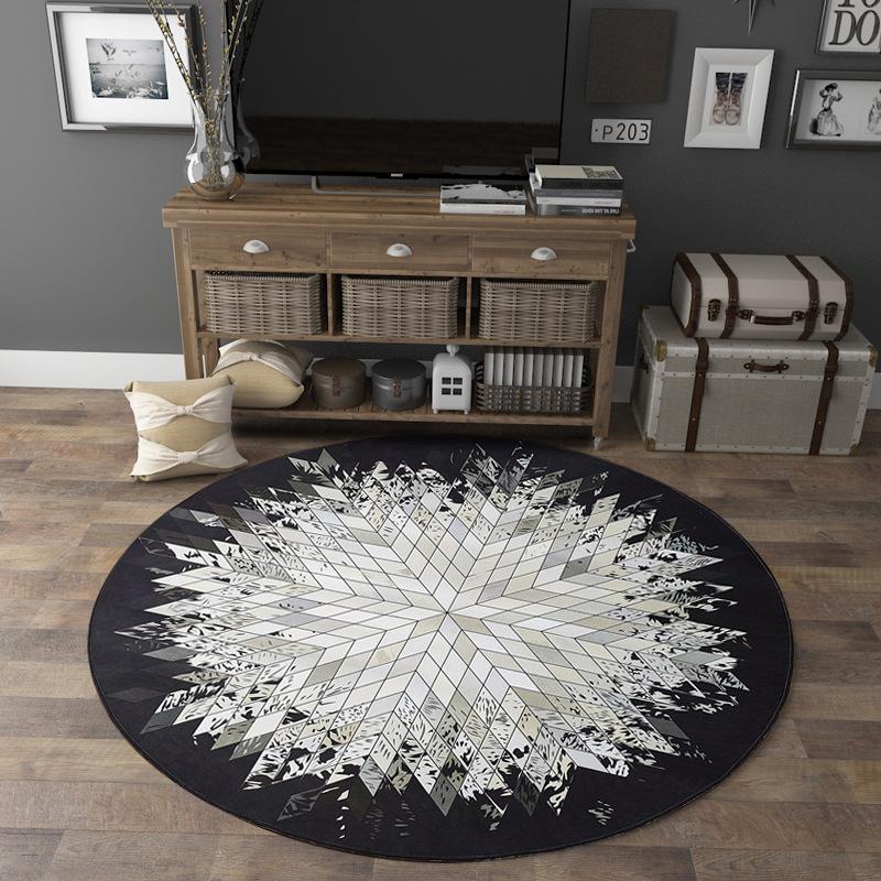 Tappeti Circolari di Lusso per Soggiorno Tappeti Geometrici per Area Tavolino da Caffè Decorazione Camera da Letto Tappetini Semplici per Pavimento Domestico