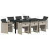 Garden Dining Set 9 pcs Light Grey Poly Rattan