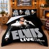 Elvis Presley Muster Bettwäsche 3-teiliges Set Bettlaken und Kissenbezüge für Schlafzimmer drinnen
