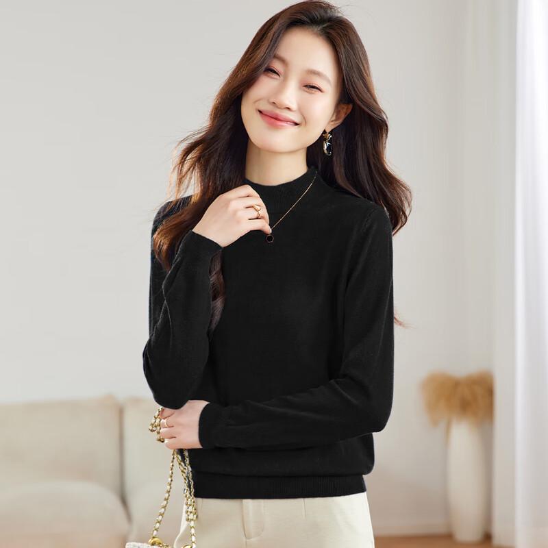 SNOWFLYING Women's Mock Neck Long Sleeve Knit Top