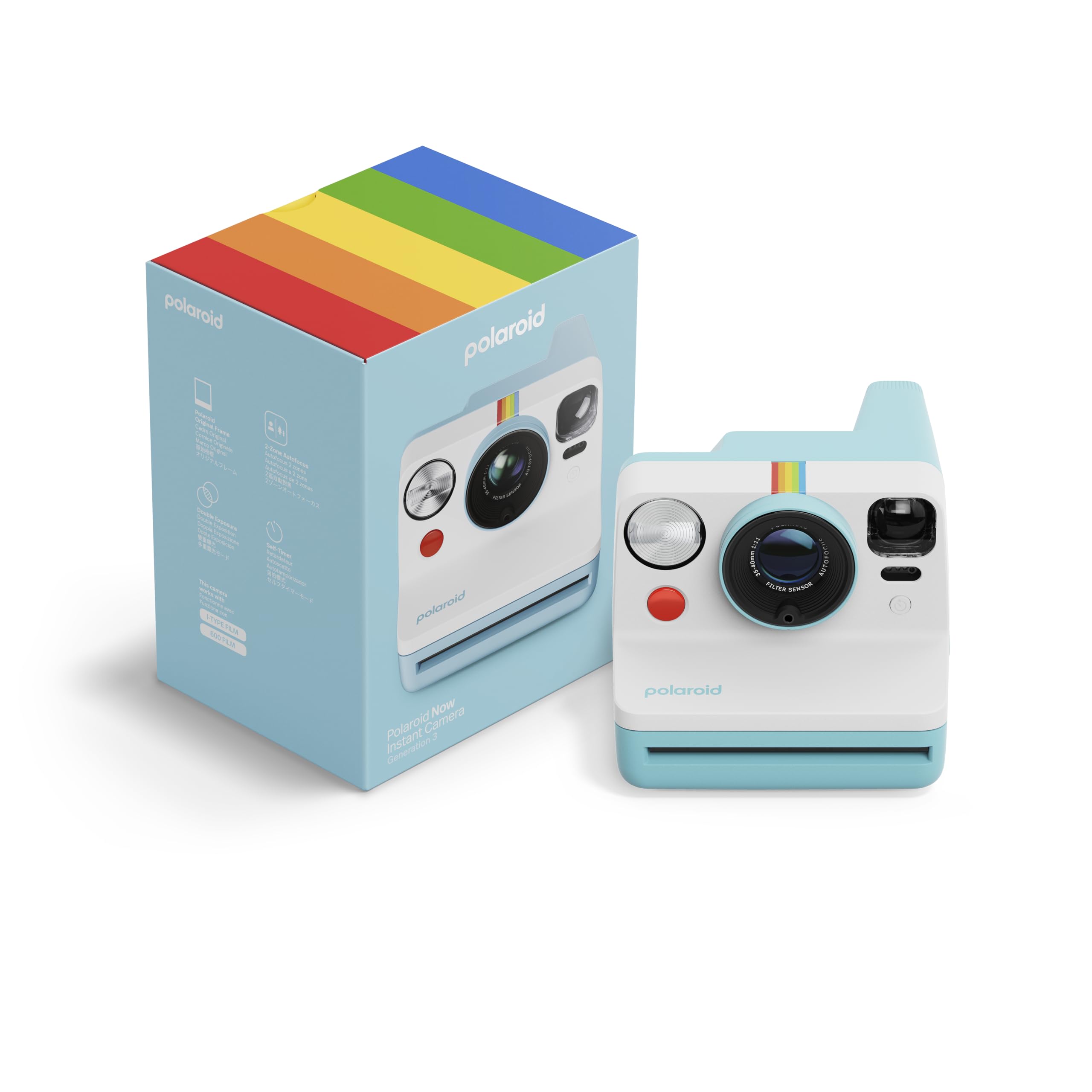 

Polaroid Now 3rd Generation Instant Film Camera Bluetooth App Controlled Camera No Film I-Type - Connected, - Only, (Artic Blue)