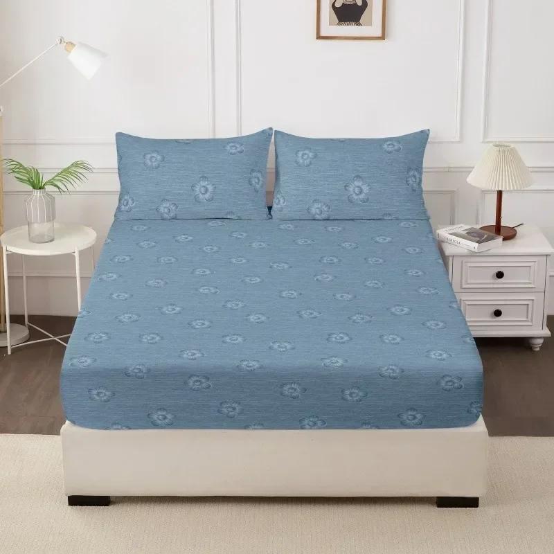 1PC Printed Fitsheet Single Double Twin Queen Size Mattress Cover with Elastic Band Bedsheet Soft Comfortable Fitted Sheet