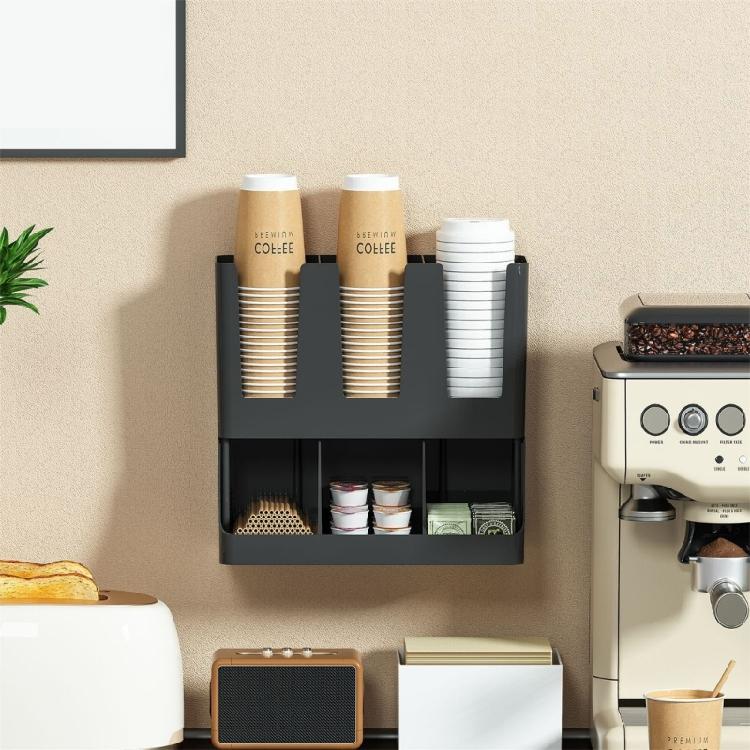 Modern Cup Storage Solution Multilayer Shelf With Open Front Design For Family And Commercial Use
