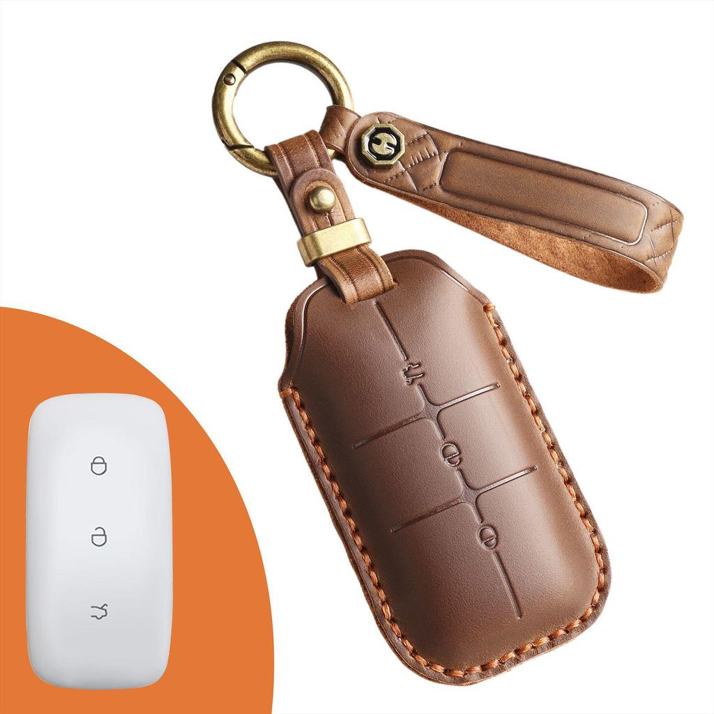 Leather Retro Key Cover for Geely Galaxy L7, L6, E8 Cars