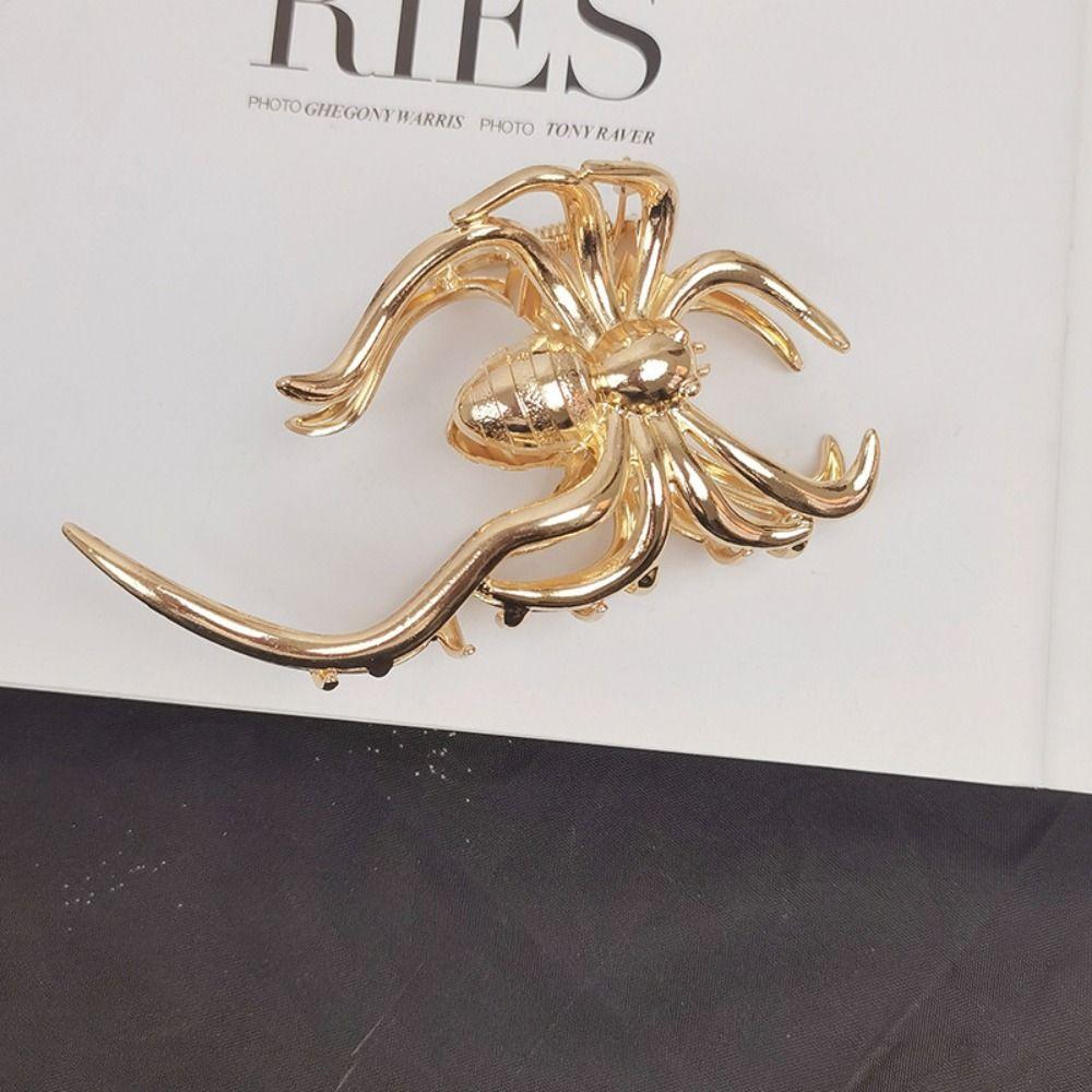 Geometric Large Shark Clip Y2K Metal Hair Claw Personality Spider Hair Claw  Halloween