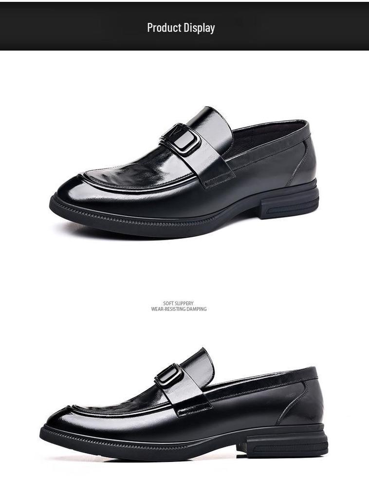 Men's Black British Style Cowhide Leather Dress Shoes - Youth Soft Sole Casual/Formal Wear