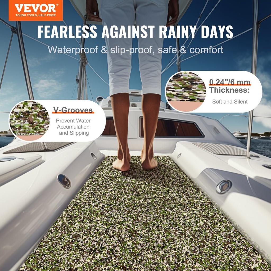 Boat Flooring, EVA Foam Boat Decking 94.5" x 23.6", Non-Slip Self-Adhesive Flooring, 31.1sq.ft 2 Rolls of Marine Carpet for Boats, Yacht, Pontoon,