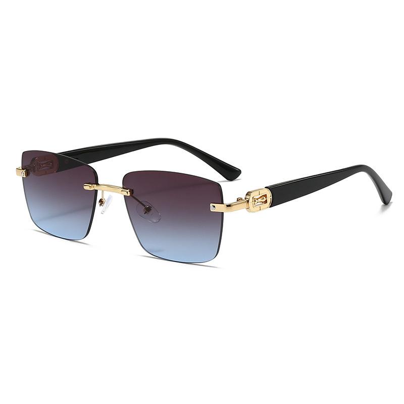 Frameless Fashion Trimmed Sunglasses Men'S High-End Sense Uv-Proof Business Wind Driver Driving Sunglasses