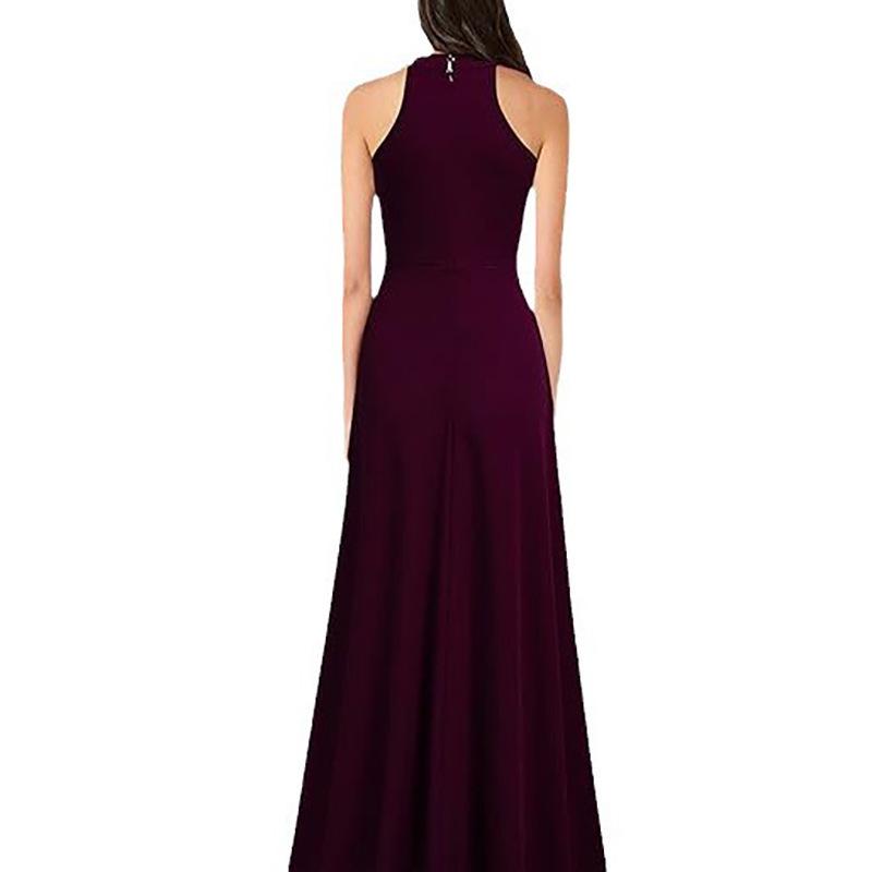 2025 Summer Women's Fashion: Sexy Slit Halter Neck Evening Gown – High-End Feel Long Skirt