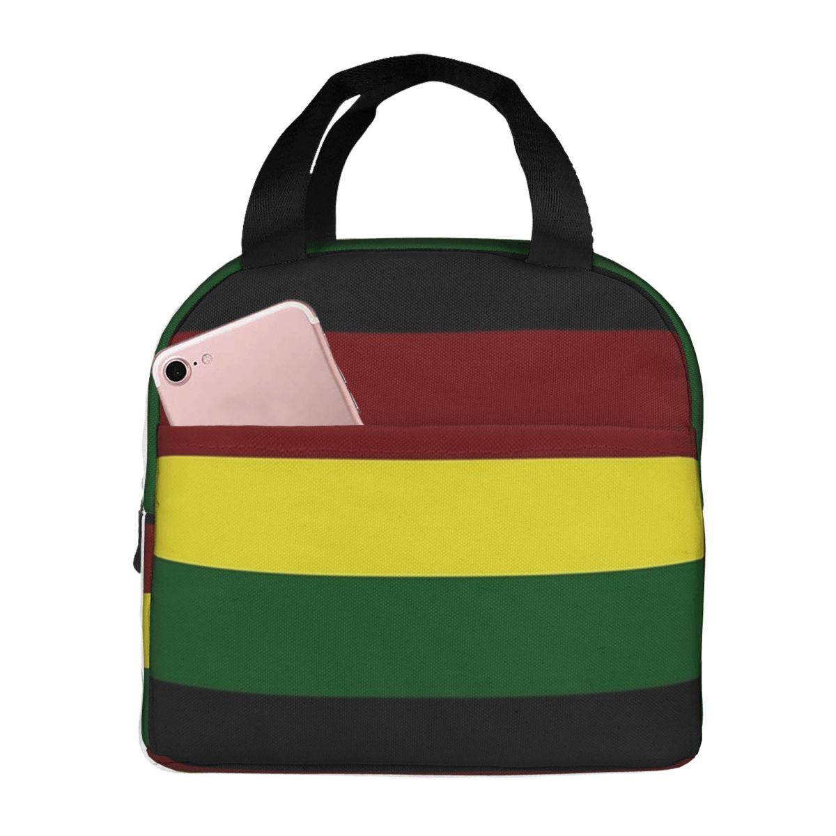 Rasta Flag Rasta Stripe Insulated Lunch Bag for Women Office Cooler Thermal Food Box Tote Portable Lunch Boxes Container One Size