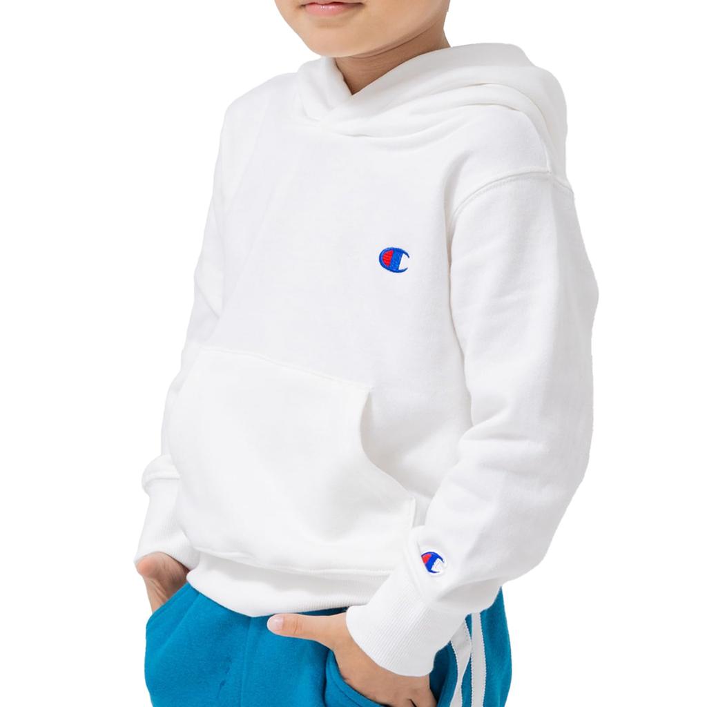 Champion and Long Logo Fleece Pullover Kids' Baby's Hoodie, Sleeve, Sweatshirt, Top, White, 120cm, Champion, 63414481-120OW