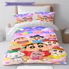 Anime Crayonshinchan Pattern Bedding Set Quilt Cover Pillowcase Home Decor Gift (1 * Duvet Cover + 2 * Pillowcase, Without Core)