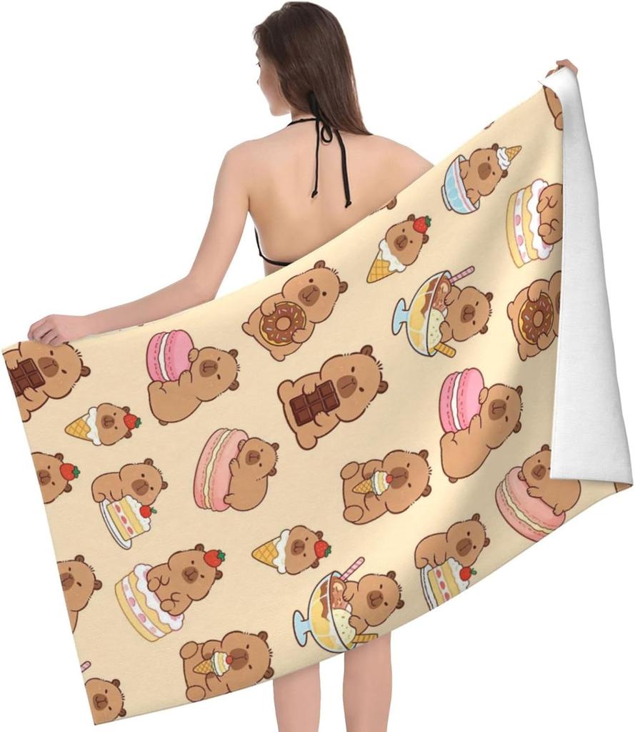 Saint Patrick's Day Lucky Clover Beach Towel, Green Shamrock Lightweight Bath Towels, Quick Dry Absorbent Microfiber Swim Yoga