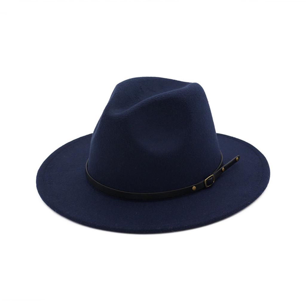 Dam ull Outback Hatt Panama Hat Bred Dam Bälte Spänne Fedora Hatt