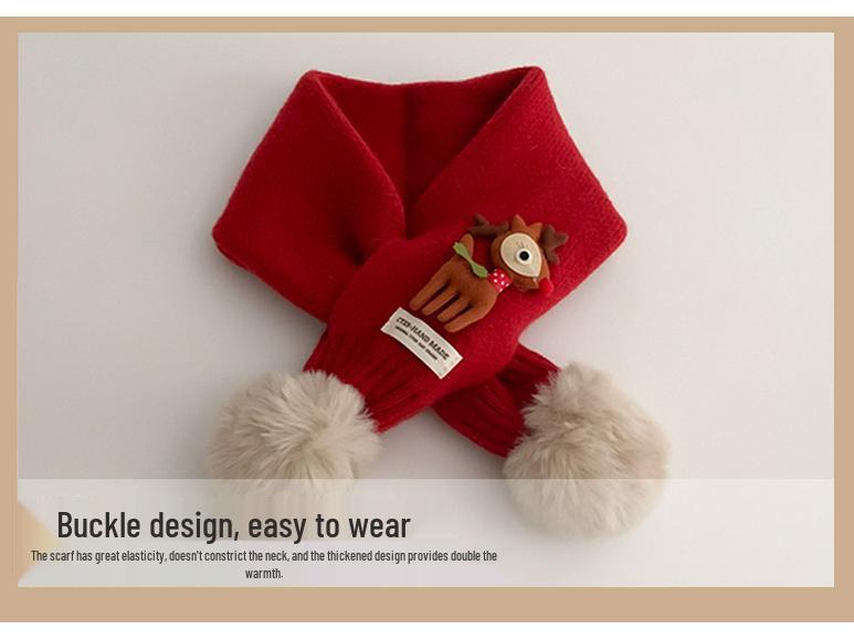 Korean Style Red Knit Scarf for Kids - Christmas 2024 Warm Crossed Neck Warmer