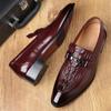 Fashion Men's Classic Retro Casual Business Shoes Crocodile Grain Leather Buckle Mens Fashion Wedding Party Loafers Men Slip-on Flats
