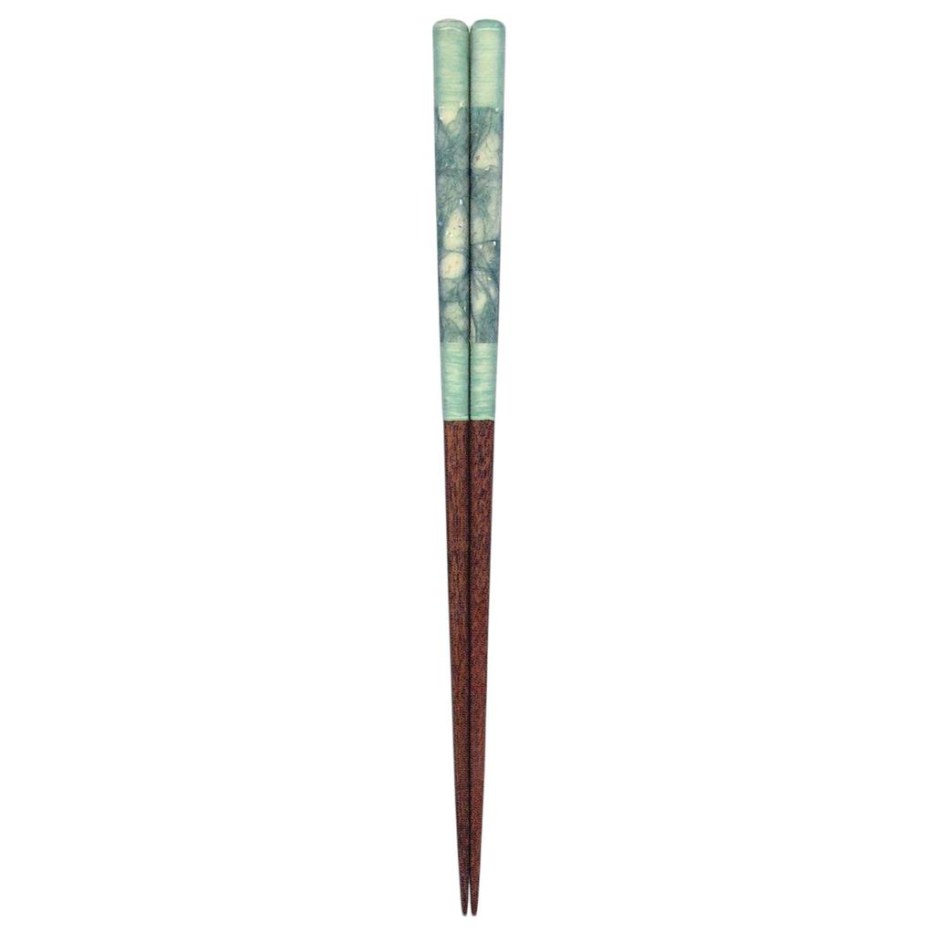 Tanaka Hashiten Lacquer Washi Shell Chopsticks 605258 Green 23cm Wabi-Sabi No.