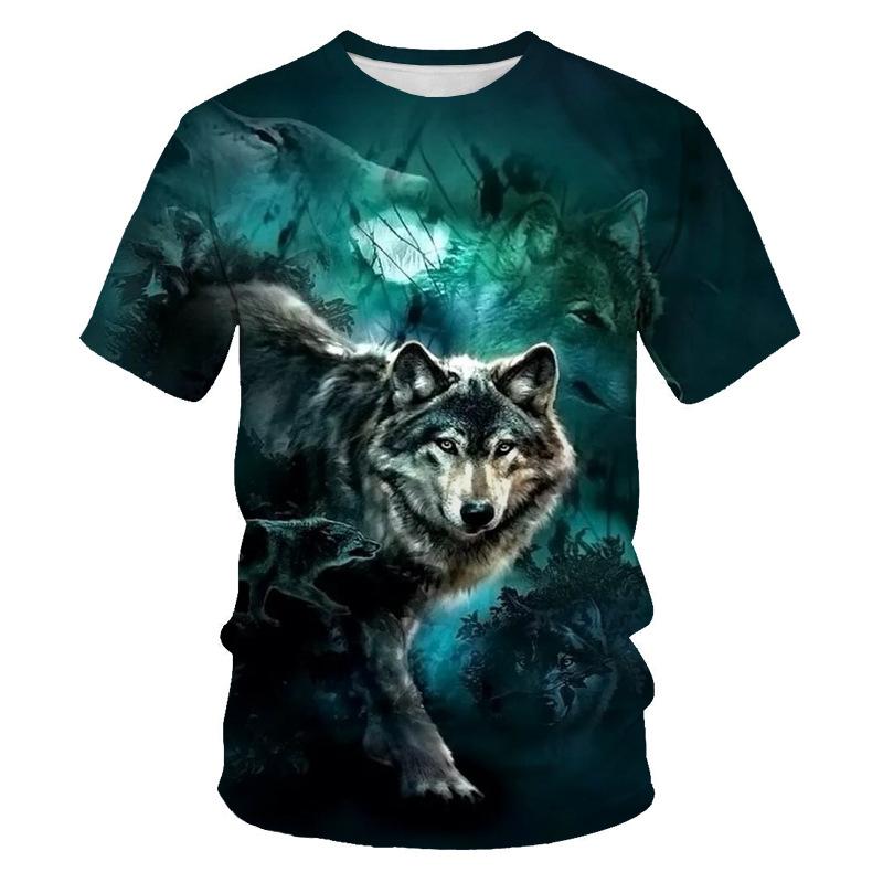 Summer Trendy Wolf Men's T-shirt 3D Digital Printed Short Sleeve Fashion Personalized Men's Wear T-Shirts Men’s