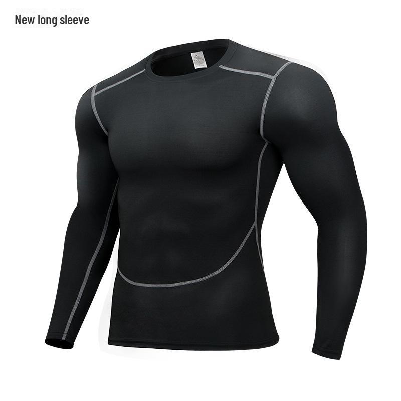 

«Высокоэластичные дышащие компрессионные спортивные леггинсы — длинный рукав, быстросохнущие, однотонные для баскетбола и бега» S чёрный