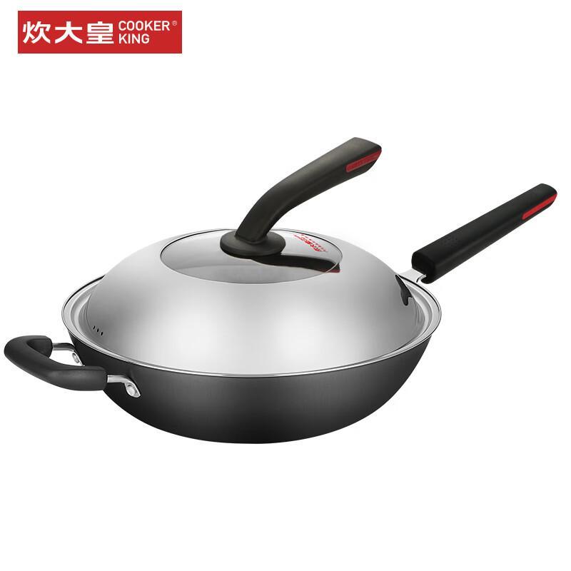 COOKER KING 32cm Non-Stick Rust-Resistant Hand-Cast Cast Iron Wok