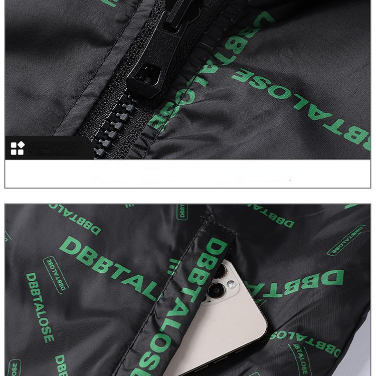 Stehkragen Doppelseitiger Buchstabendruck Herren Sportjacke Frühling Herbst Baseball Jugend Freizeitkleidung