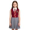 Sleeveless Ruffled Dress with Lapel Collar and Buttons Patch Decor Necktie for Girls Halloween Cosplay Themed Party Costume