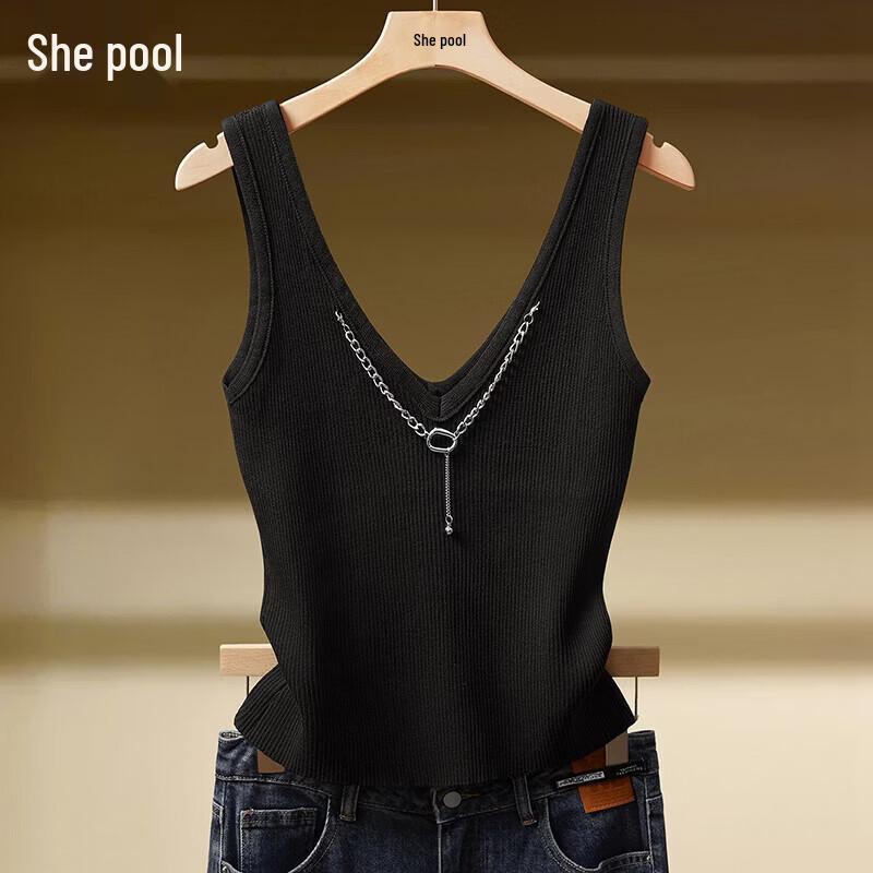 Women s Chain Detail Slim Fit V-Neck Camisole One Size