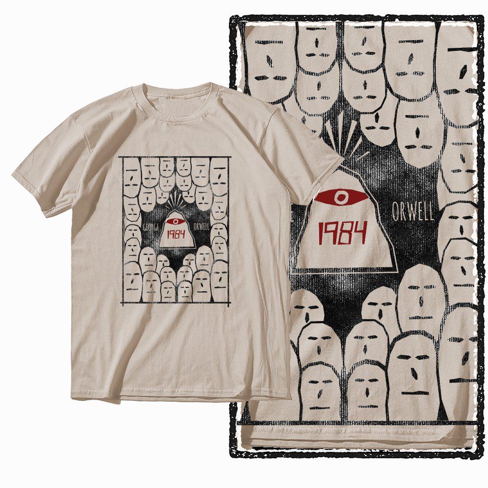 G02 Beige Cotton Cool 1984 Graphic Unisex Tshirt Streetwear Big Size Vintage Oneck Unisexs Tee Tshirt