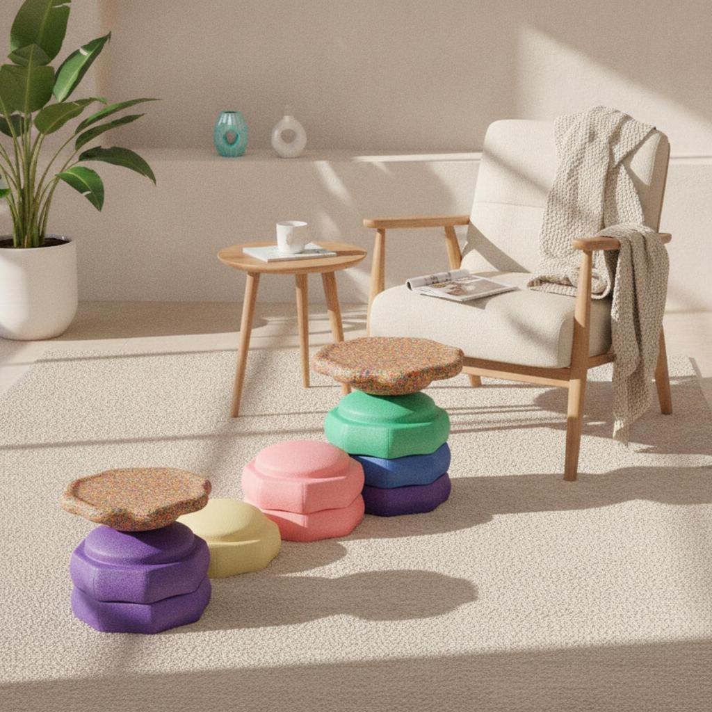 6 Pieces 2in1 Balance Stepping Stone | Rounded LowProfile Design, with