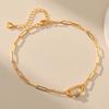 Minimalist Versatile Gold Plated Paperclip Chain Anklet Womens Fashion Jewelry