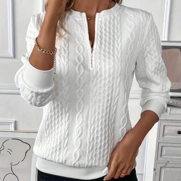 Damska pikowana bluza rozpinana na jesień/zimę - biała
