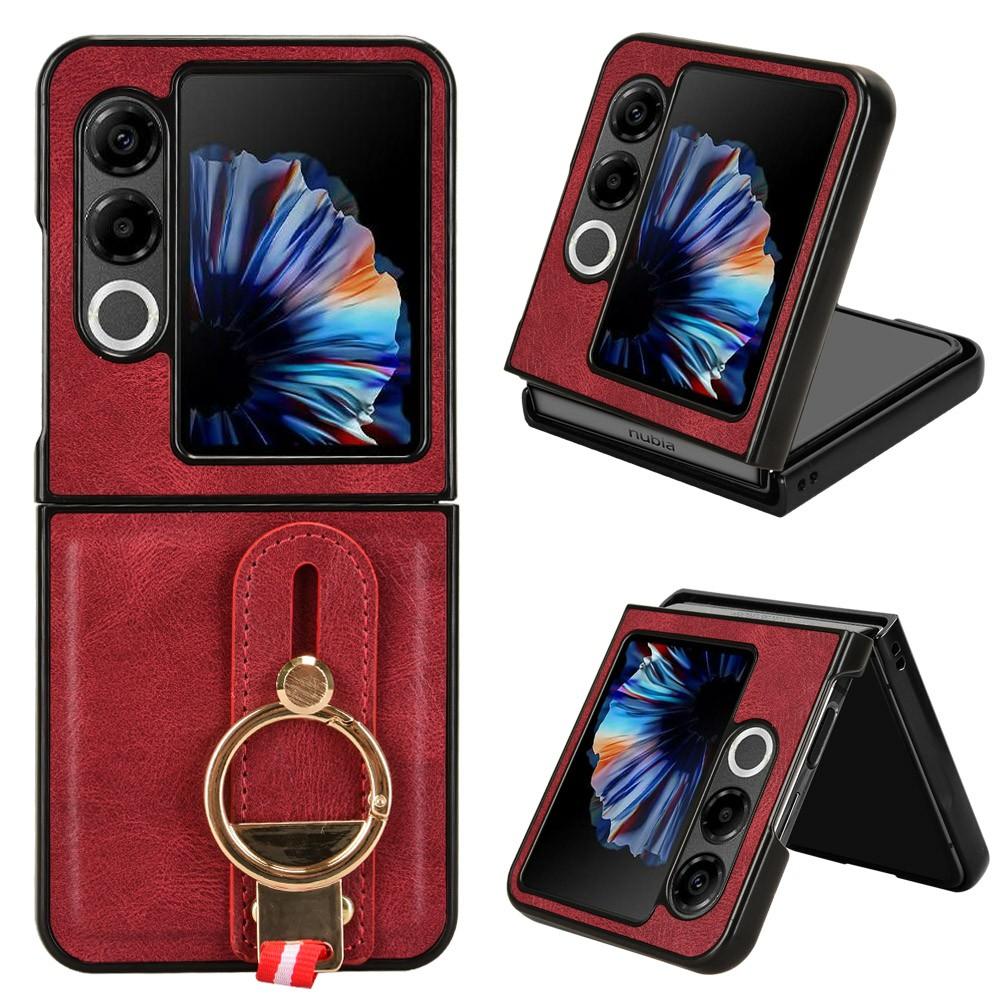 For ZTE Nubia Flip2 5G A404ZT Case Wristband Kickstand Leather+PC+TPU Phone Cover with Bottle Opener