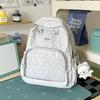 Schoolbag Milk White Polka Dot Transparent Pain Bag Backpack for Junior High School Girls and Primary School Students Large Capacity Schoolbag