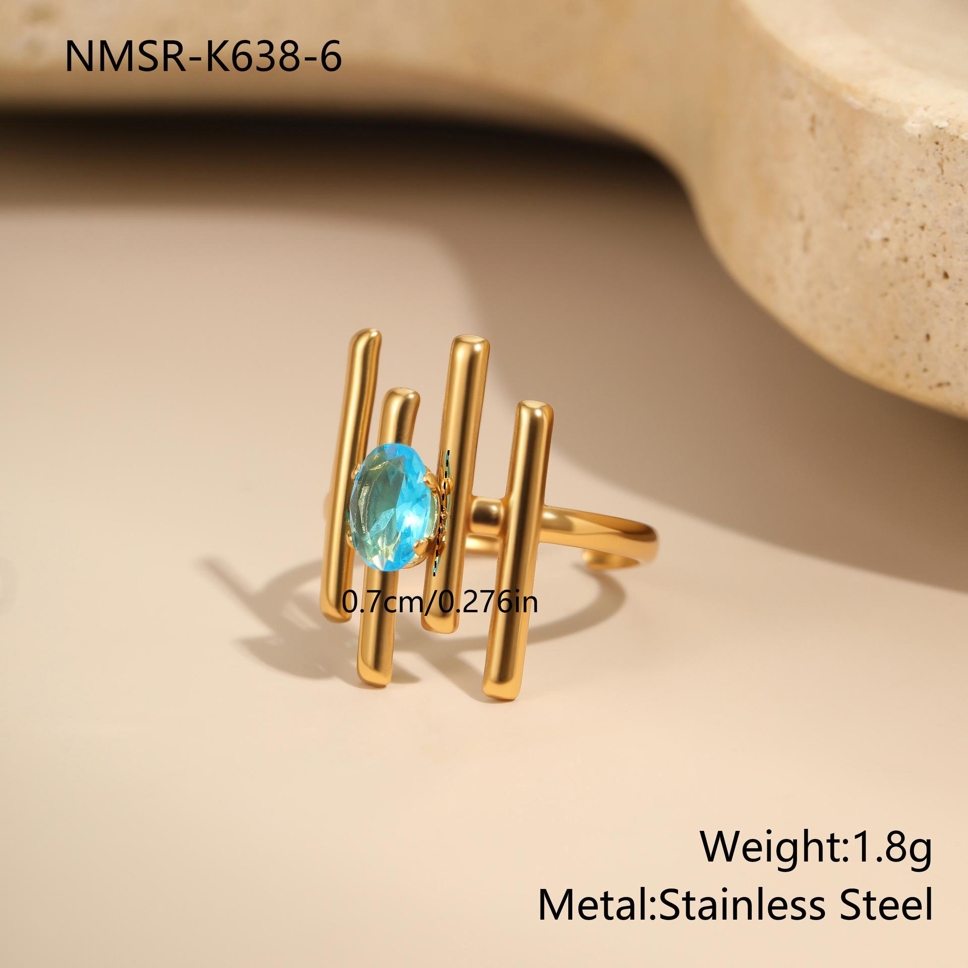 GEMCHIC Women s Geometric Blue Zircon Ring Set Fashion Luxury Stainless Steel Cuff Rings for Women
