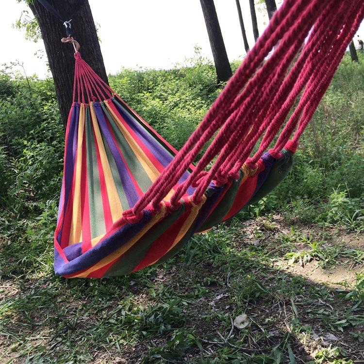 1Pc Outdoor Single Canvas Hammock Double Indoor Balcony Hanging Chair Dormitory Swing Anti-rollover Camping Children's Home