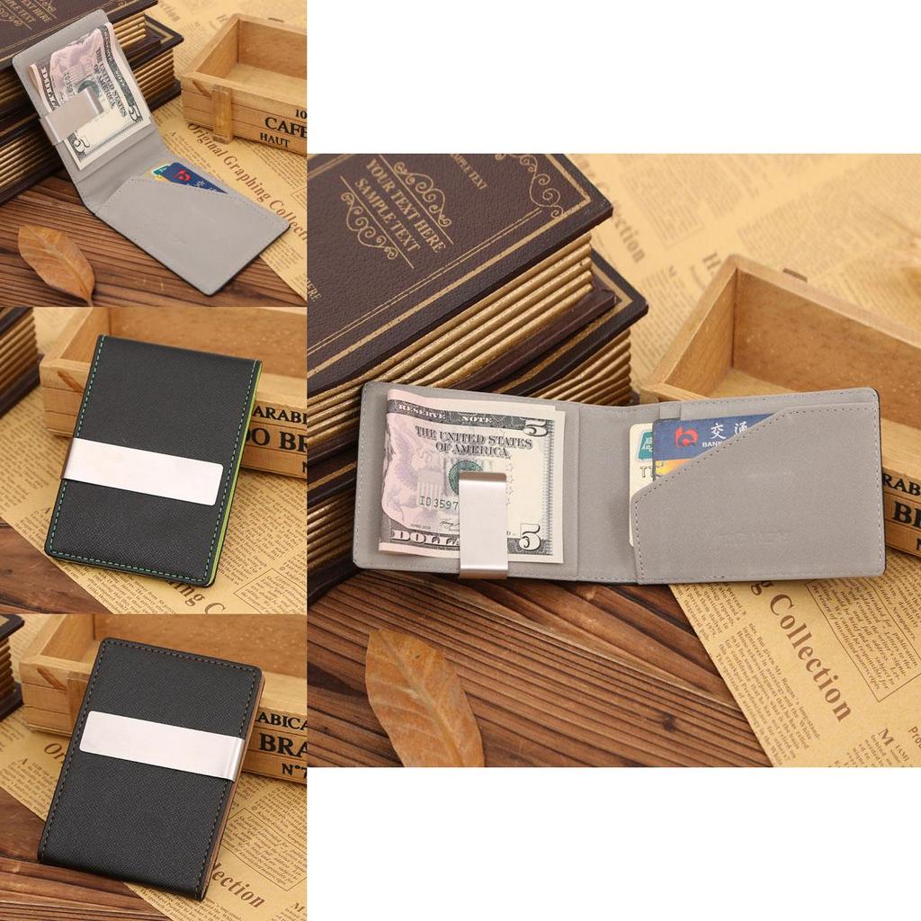 Men's Sophisticated Black Genuine Leather Wallet With Silver Money Clip And Card Holder