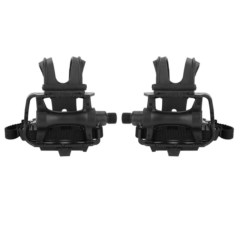 Bicycle Pedals with Toe Clip Straps, Cycling Pedals with Integrated Toe Clips and Cage Straps, Outdoor Afix, for Mountain and Road Bikes