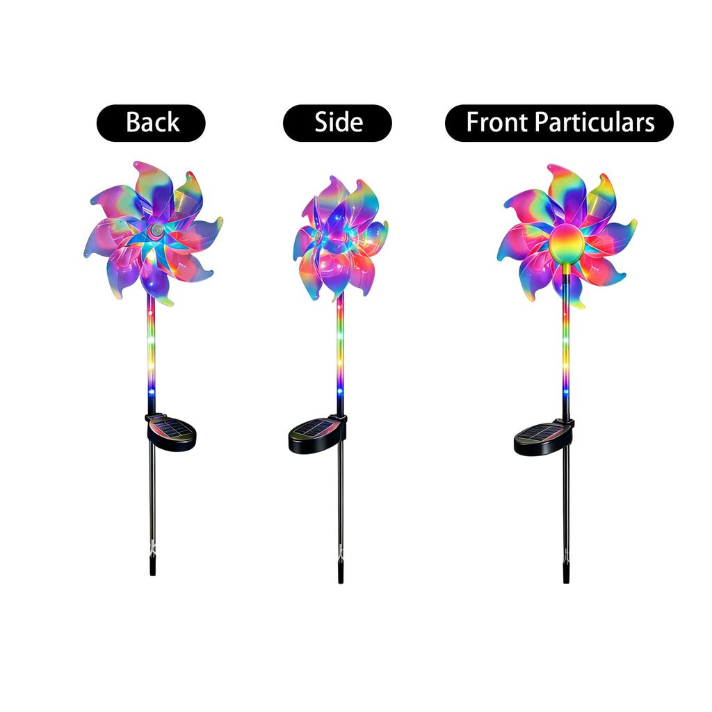 Solar Powered Windmill Garden Light Outdoor Waterproof Lawn Stake Light with LED for Yard Pathway Landscape Decoration