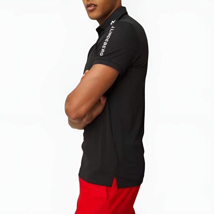J.Lindeberg Logo Pattern Slim Fit Polo Shirt Men tops Black GMJT07645-9999