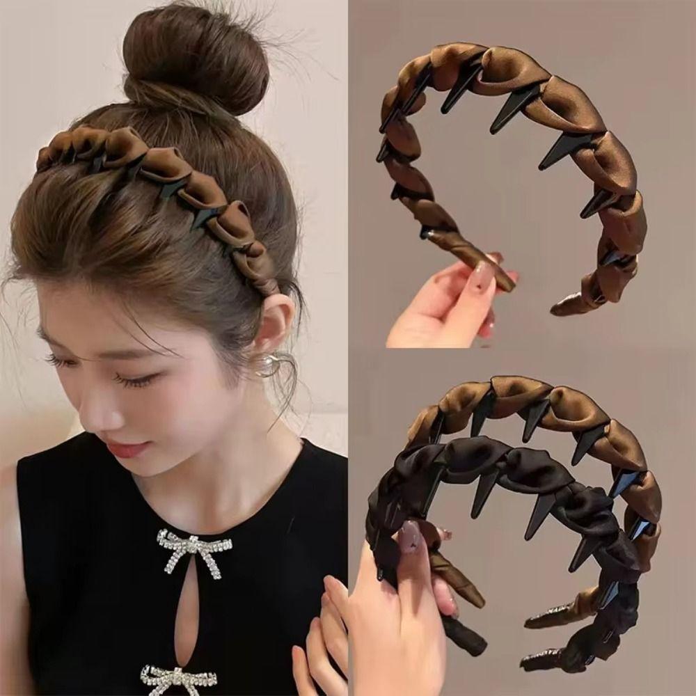 Comfortable Wrapped Hair Hoop Wave Pattern Non-Slip Headband Women's Satin Hairband  Daily Wear